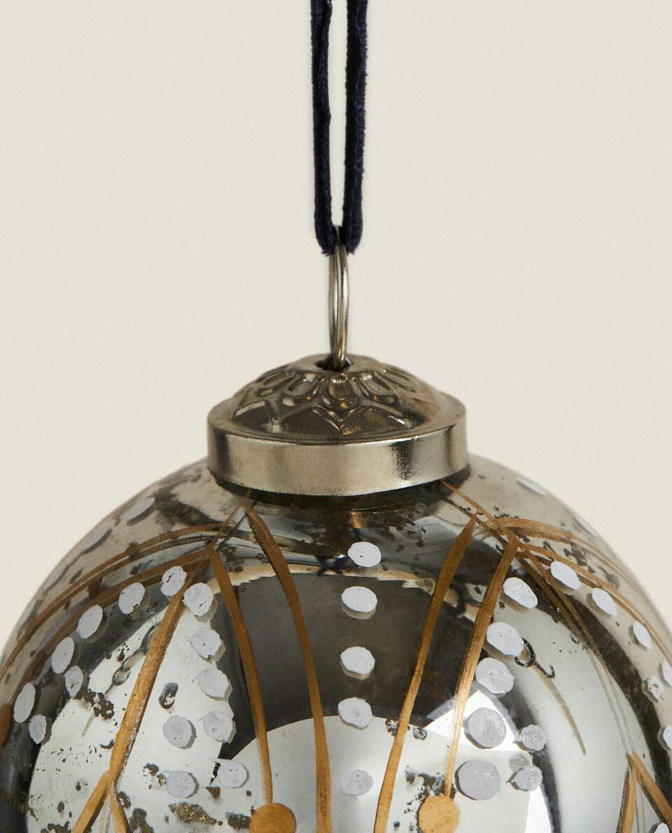 PAINTED GLASS BAUBLE CHRISTMAS DECORATION