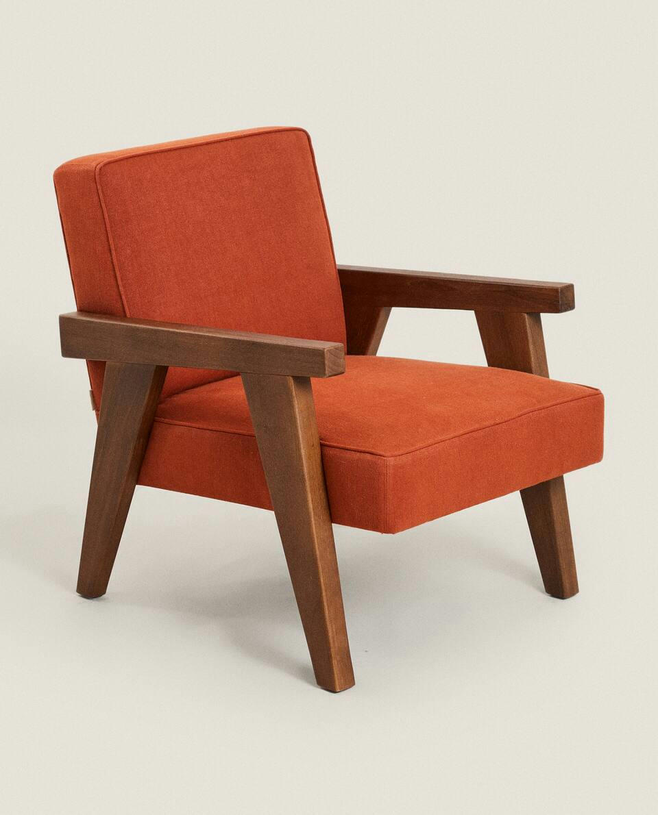 ZARA HOME BY BLASCO UPHOLSTERED WALNUT ARMCHAIR