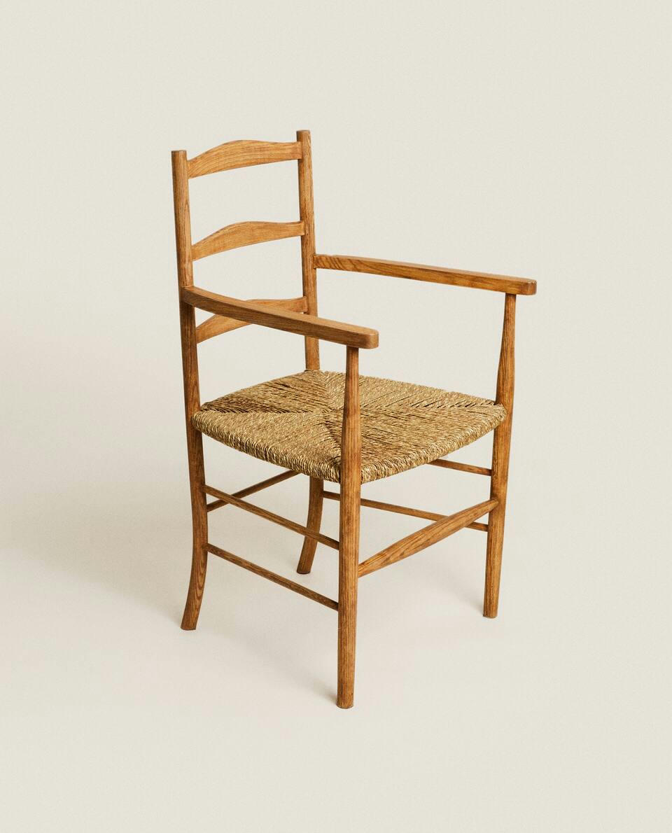 ASH AND SEAGRASS CHAIR WITH ARM RESTS
