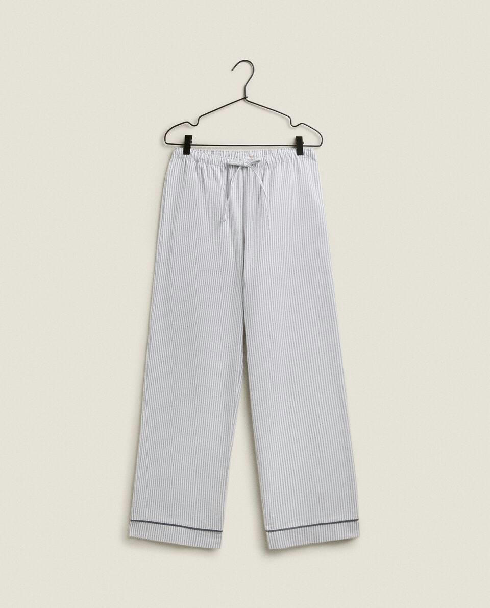 STRIPED FLANNEL PYJAMA BOTTOMS