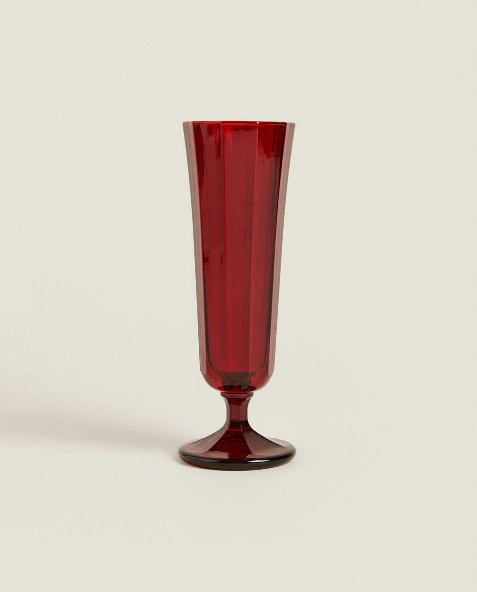 CHRISTMAS FACETED GLASS FLUTE