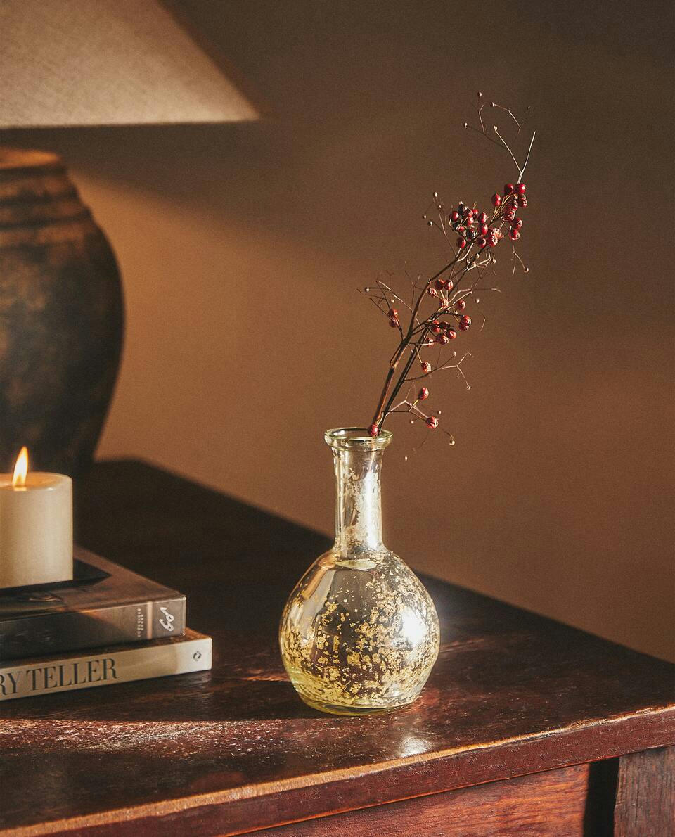 CHRISTMAS MERCURISED GLASS VASE