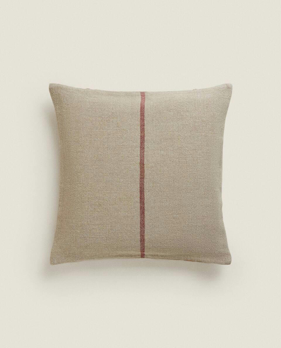 CHRISTMAS STRIPED LINEN CUSHION COVER