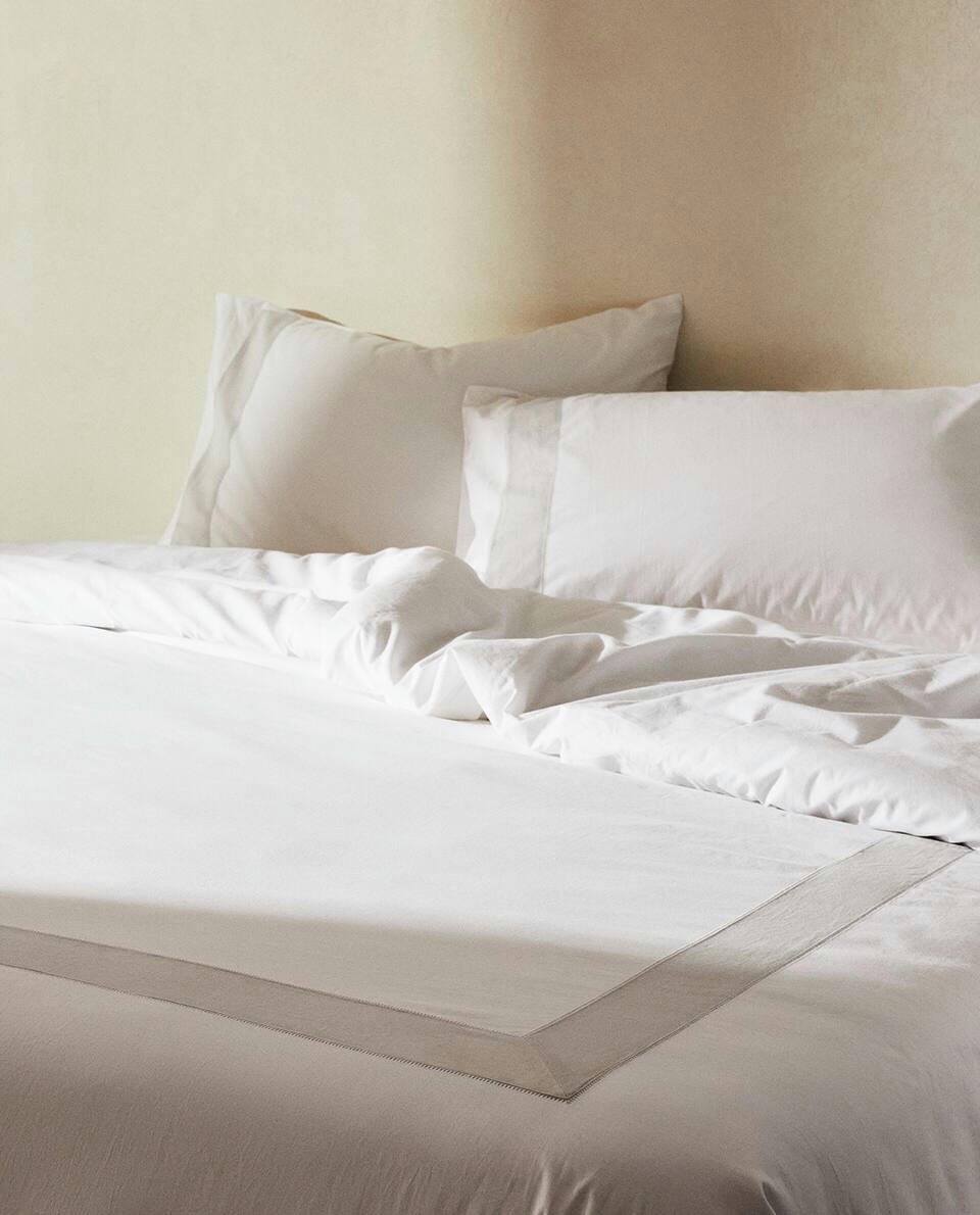 DUVET COVER WITH LINEN BORDER