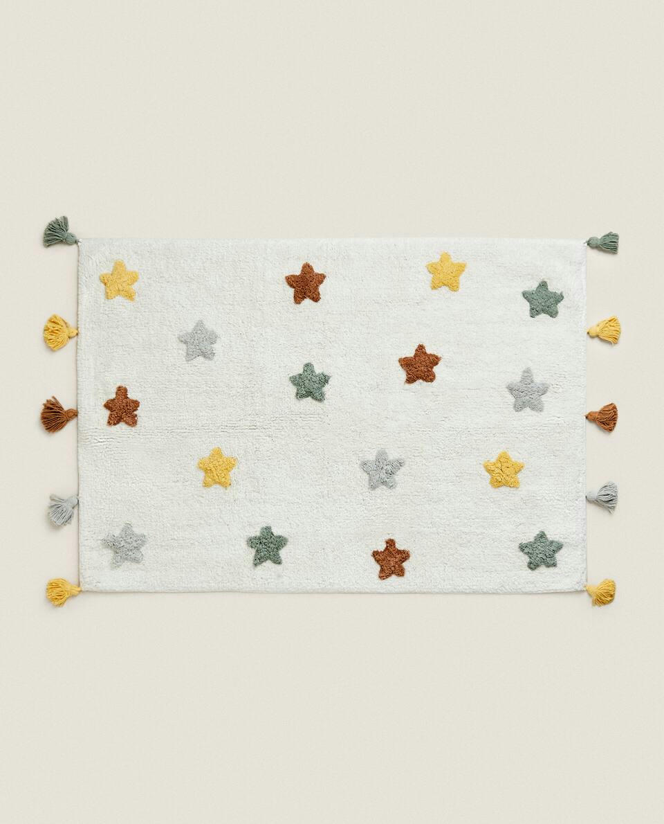 CHILDREN'S BATH MAT WITH POM-POM STARS