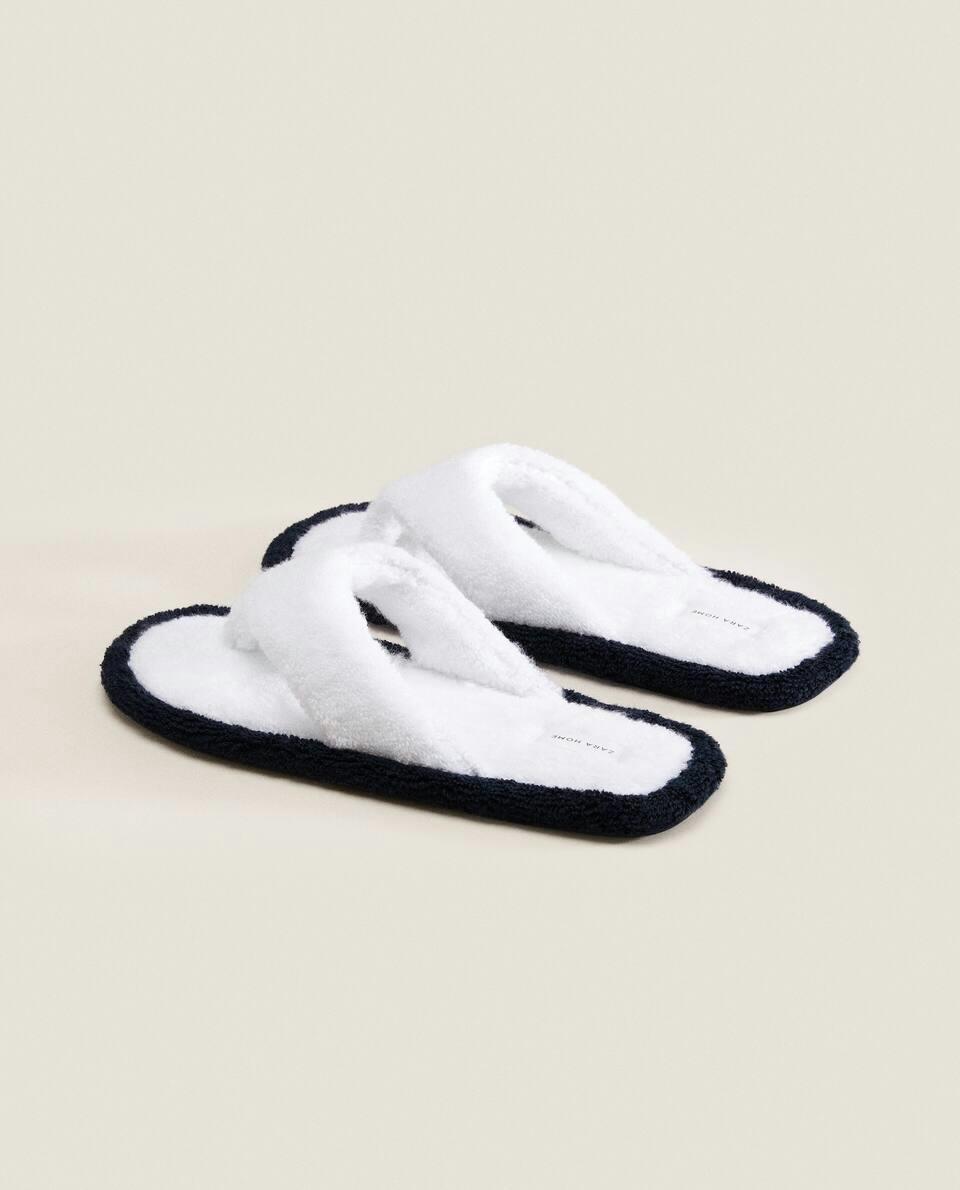CONTRAST TOWELLING SLIPPERS