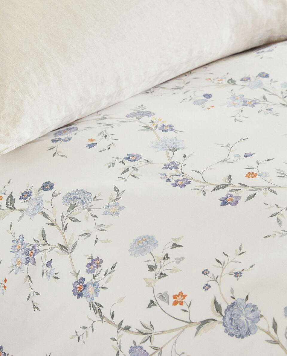 BLUE FLORAL PRINT DUVET COVER