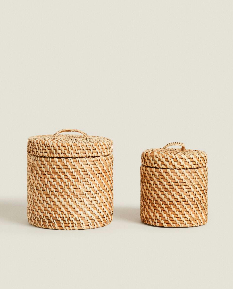 KIDS’ RATTAN HAMPER WITH LID