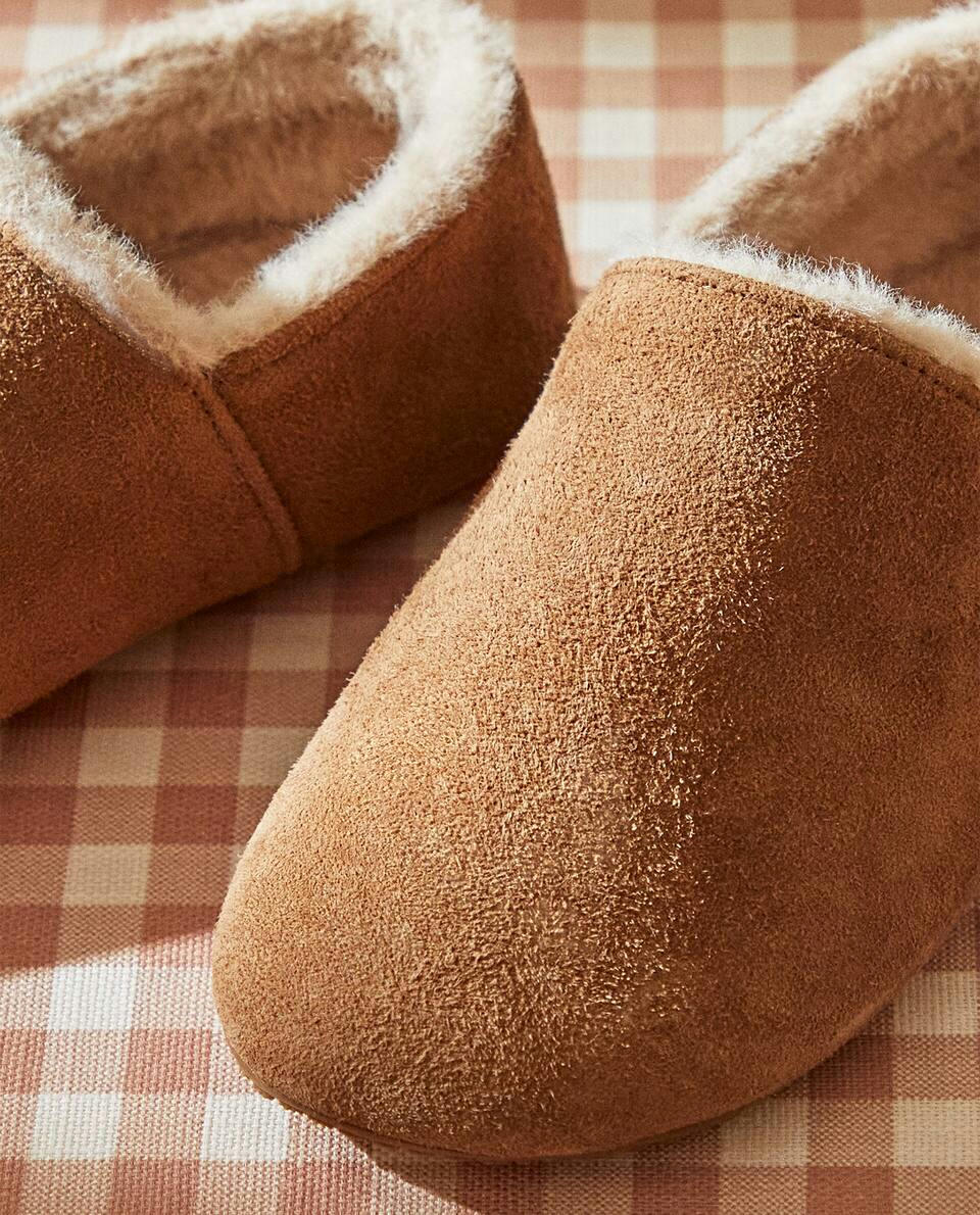 FAUX FUR LEATHER SLIPPERS