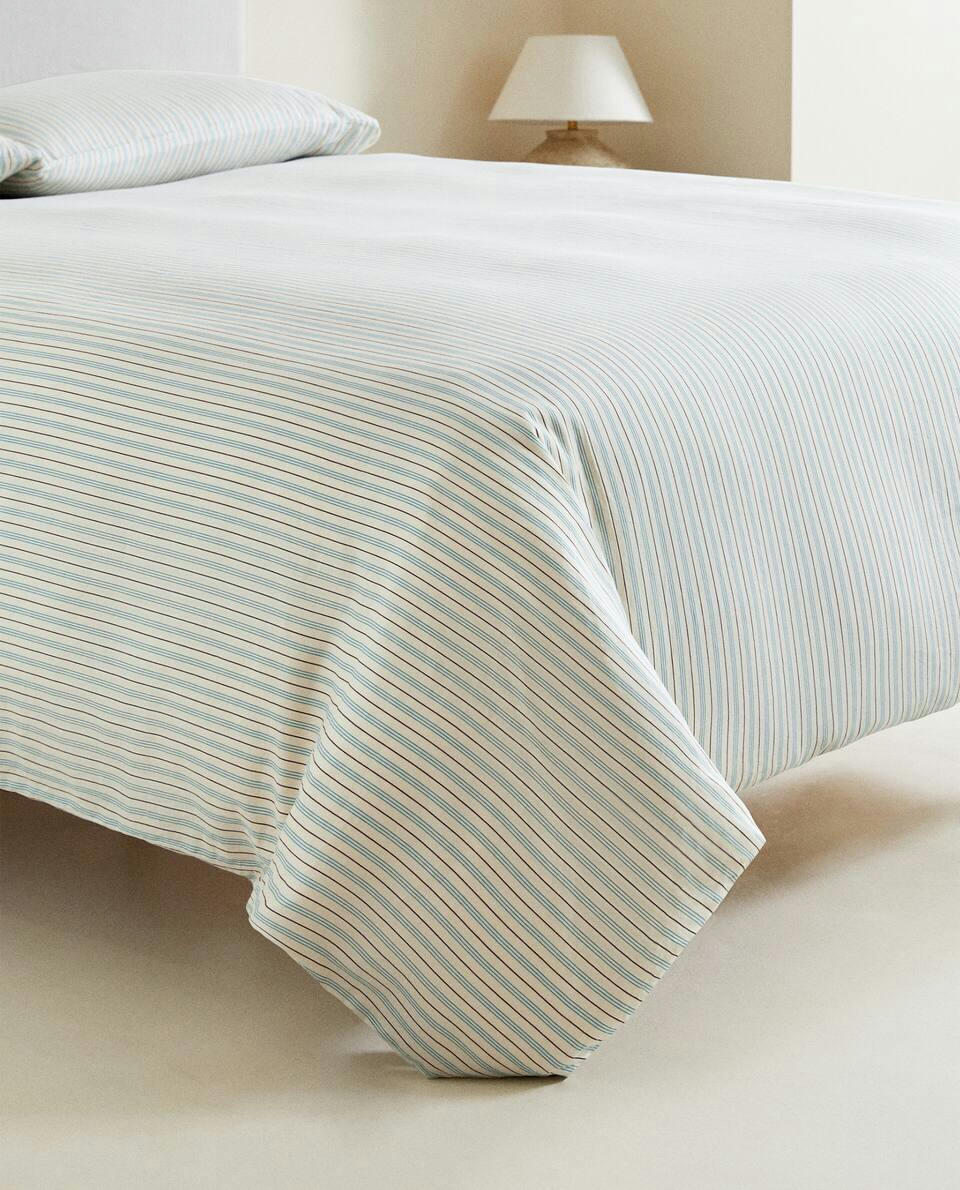 (300 THREAD COUNT) STRIPED WASHED SATEEN DUVET COVER
