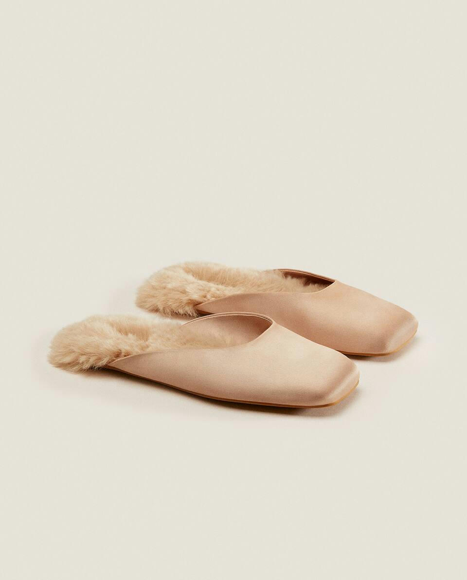 WARM SATIN MULES