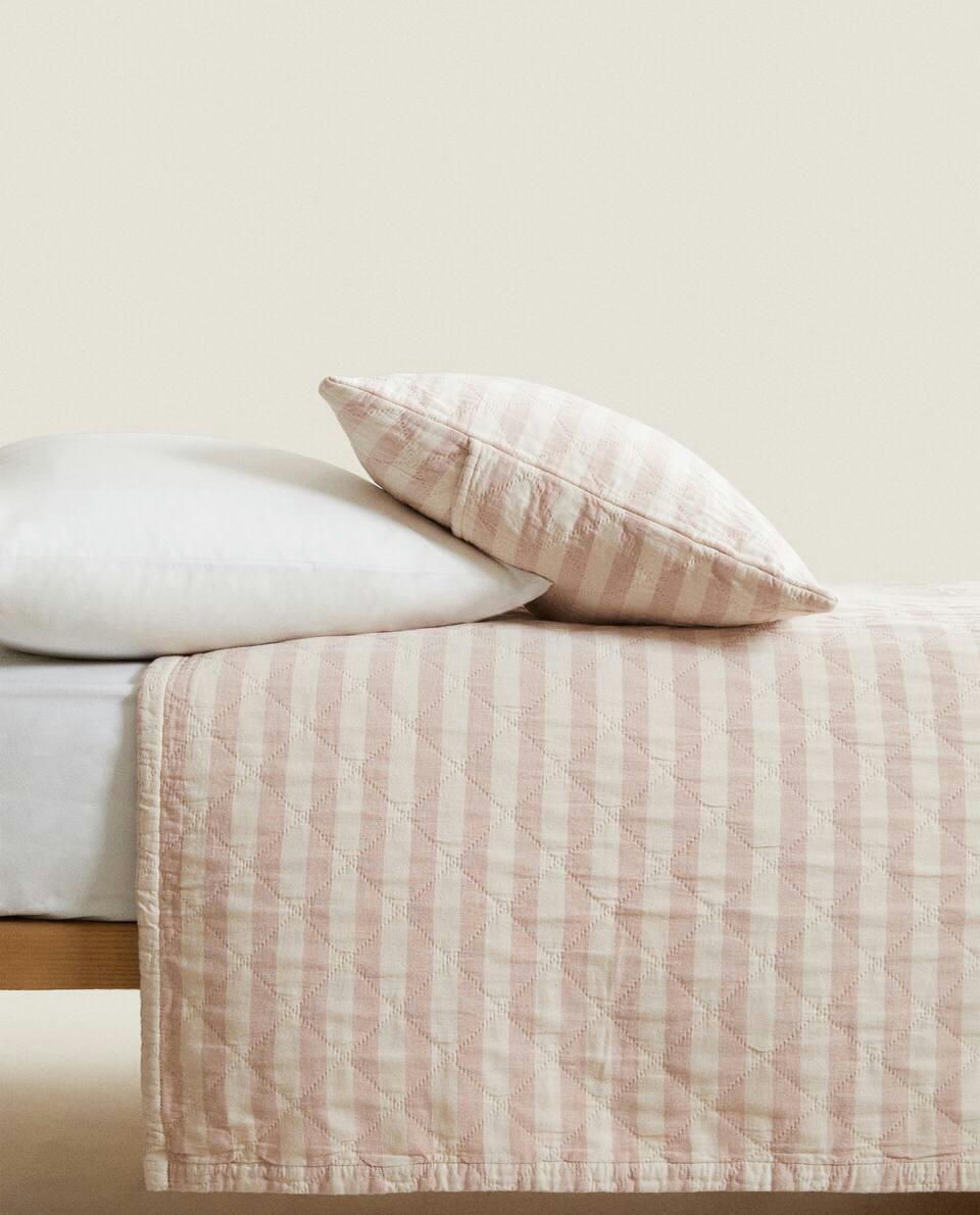 DYED THREAD STRIPED BEDSPREAD