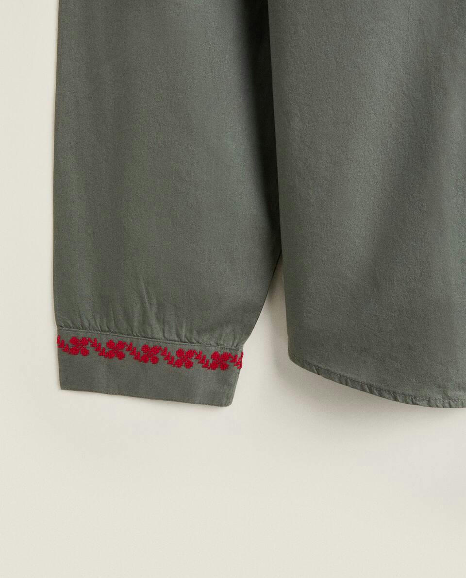 PYJAMA SHIRT WITH CHRISTMAS EMBROIDERY