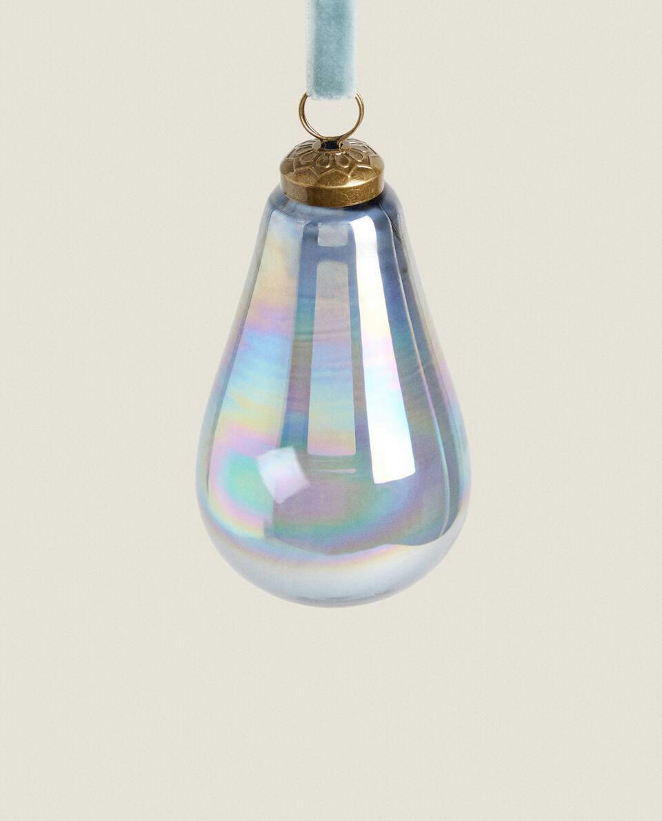 GLASS PEAR CHRISTMAS DECORATION