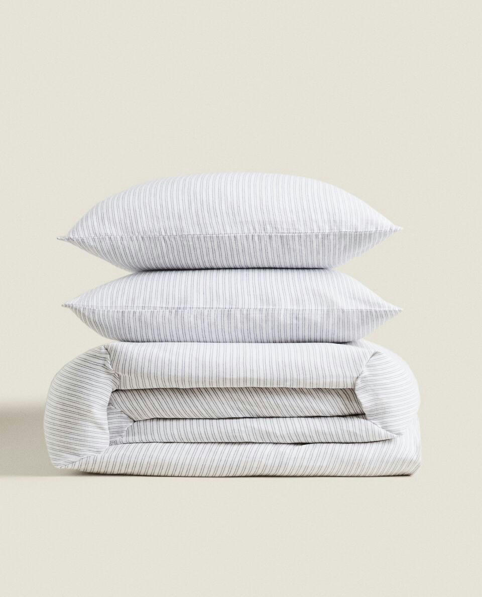 STRIPED LINEN DUVET COVER