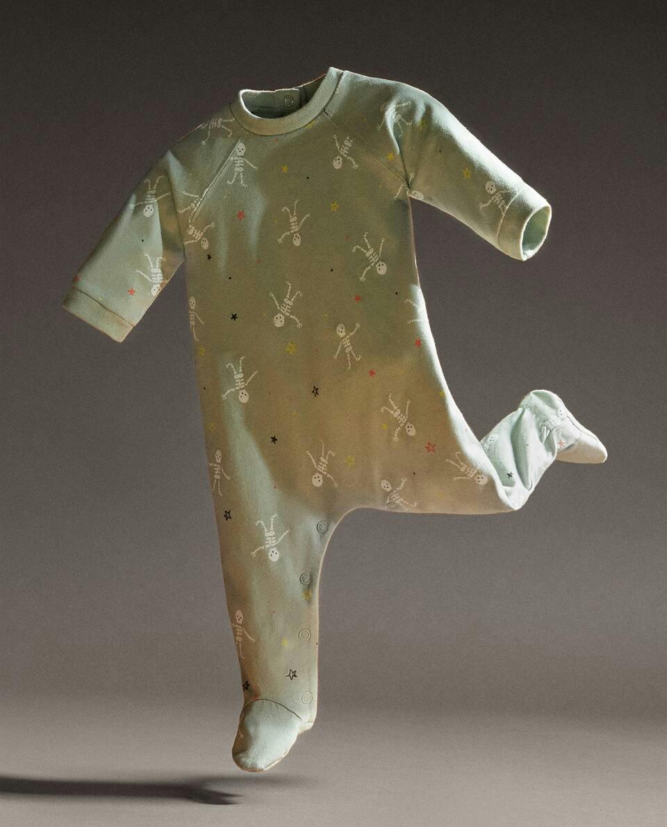 HALLOWEEN BABY ROMPER WITH SKELETONS