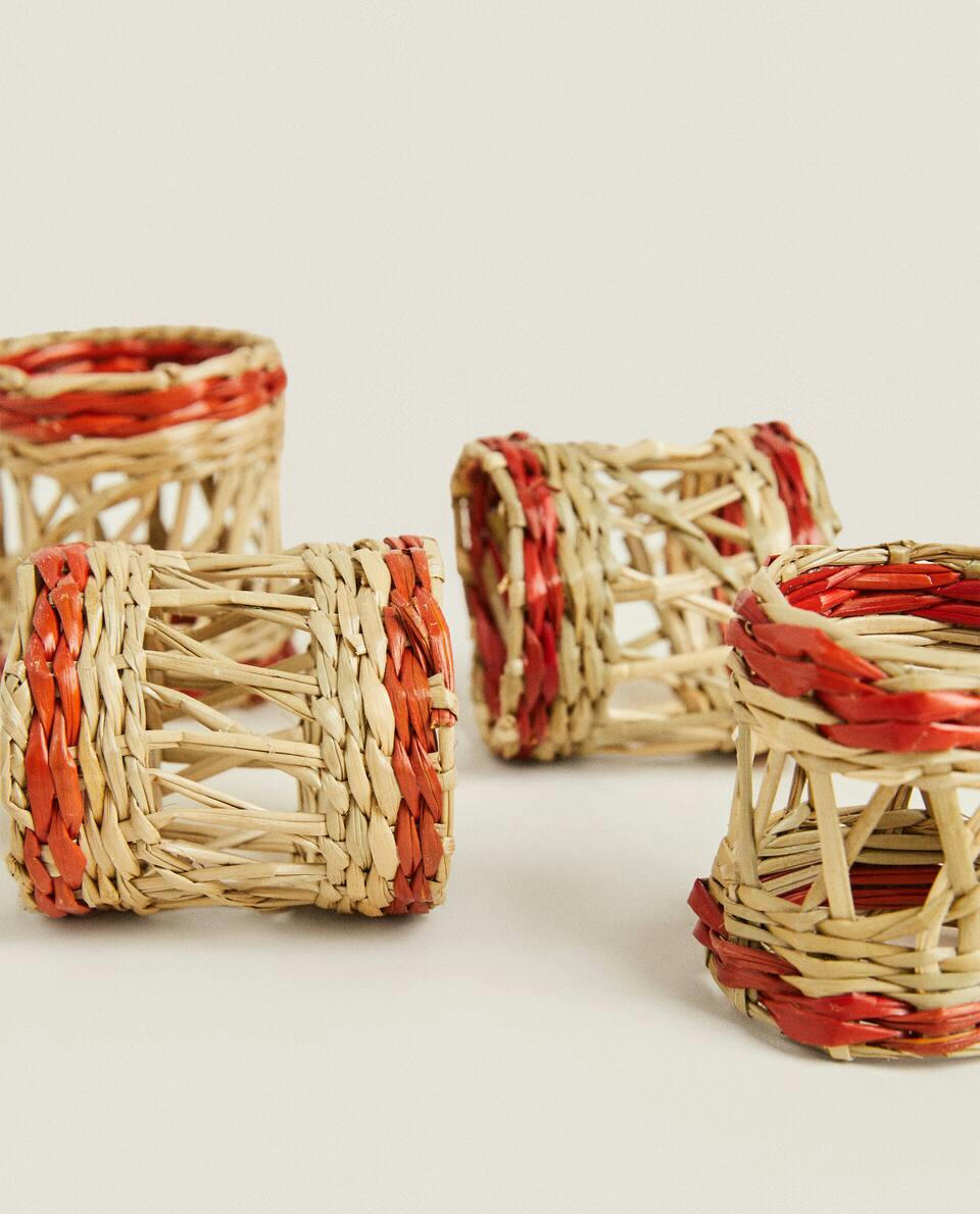 COLOURED FIBRE NAPKIN RINGS (PACK OF 4)