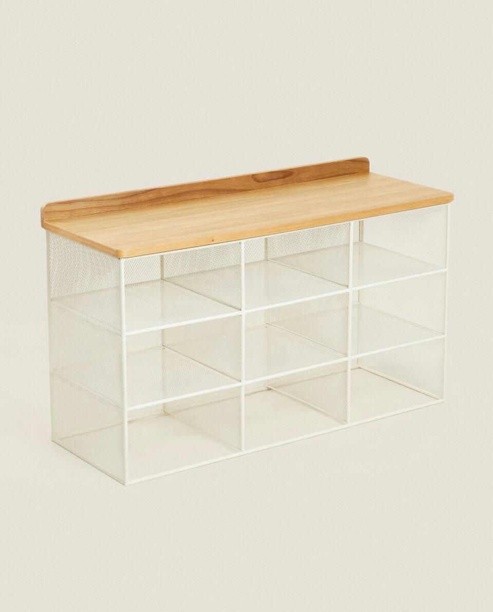 METAL AND WOOD BENCH