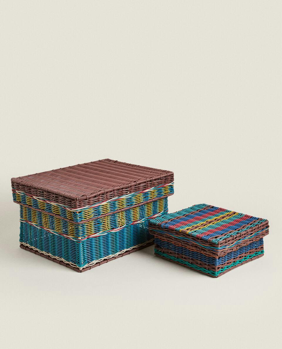 MULTICOLOURED PLAITED BASKET LID
