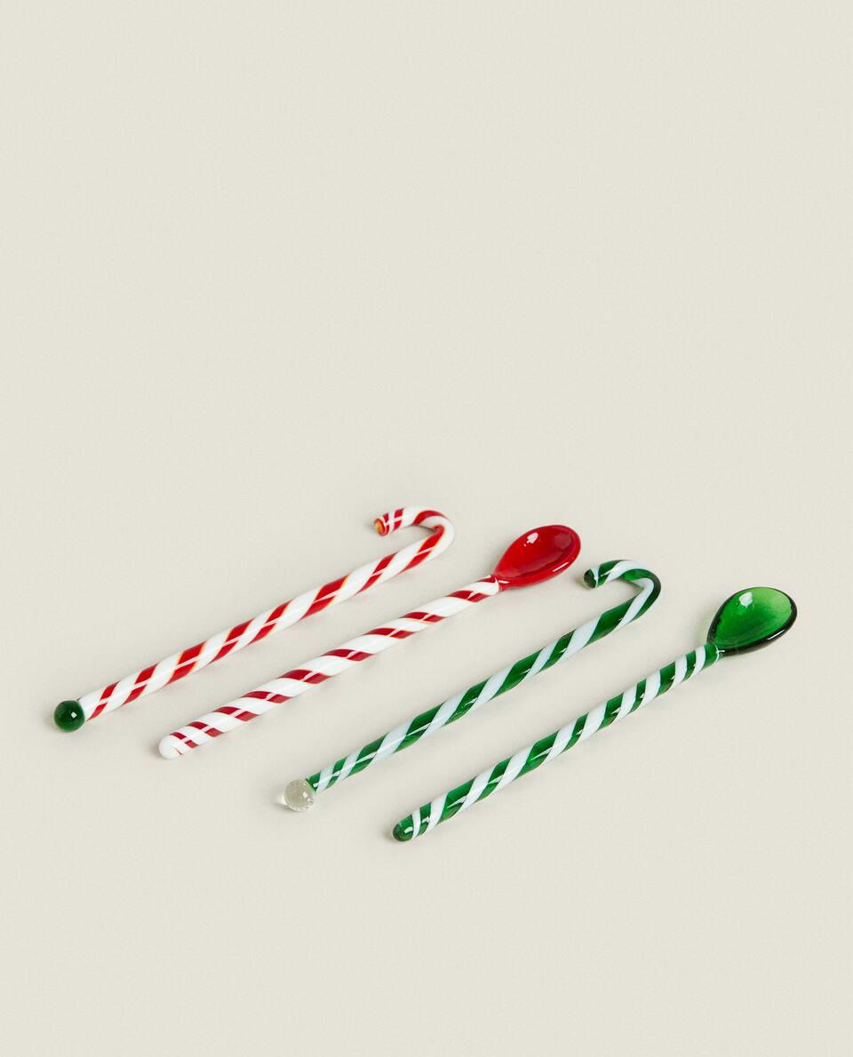 PACK OF CHRISTMAS GLASS SERVING SPOONS (PACK OF 4)