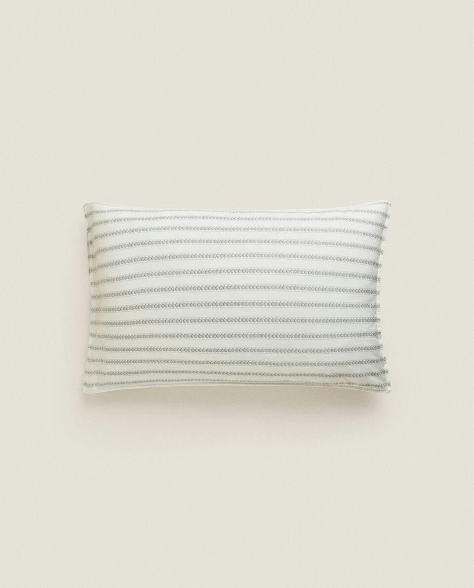 STRIPED AND FLORAL LINEN PILLOWCASE