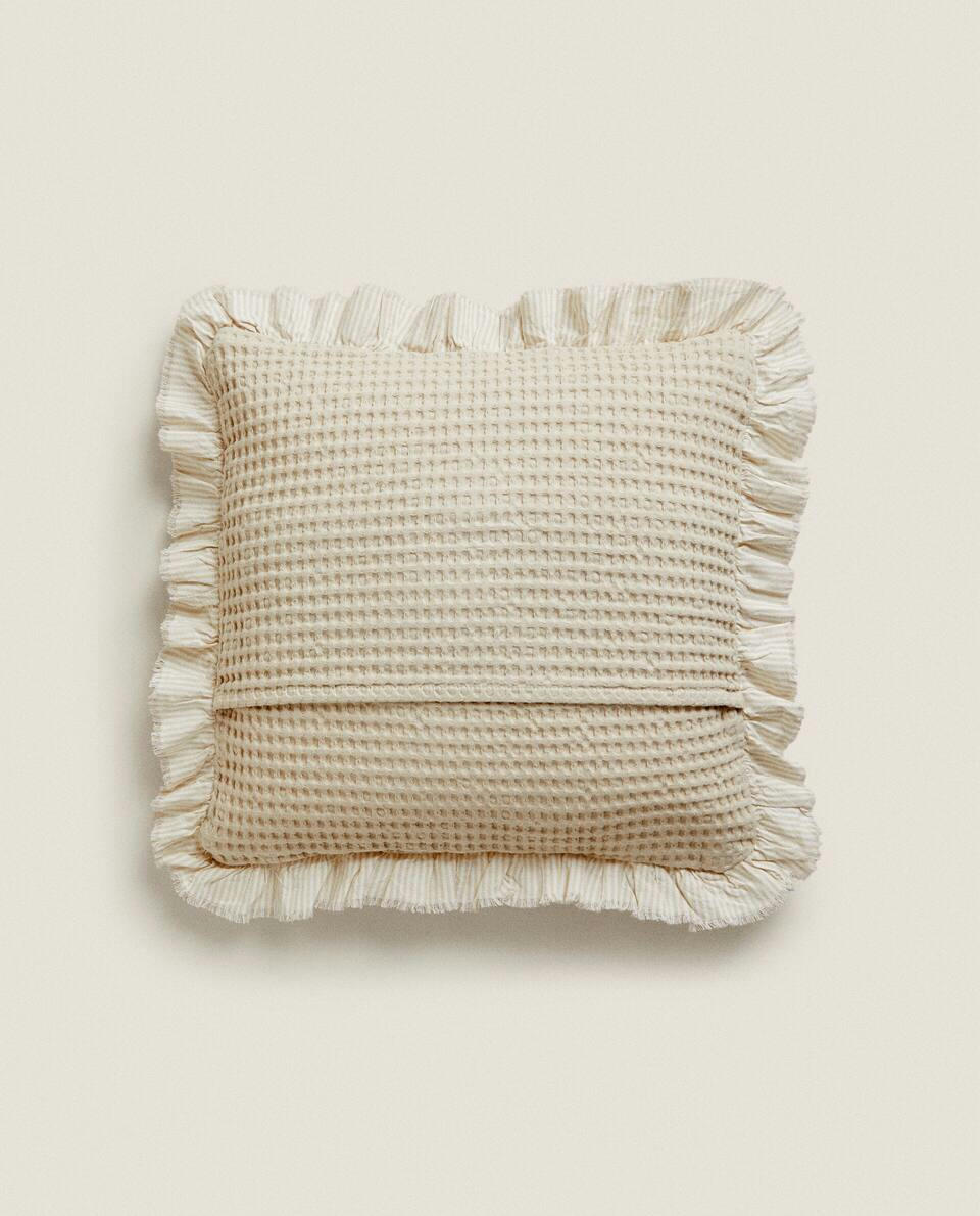 WAFFLE-KNIT CUSHION COVER
