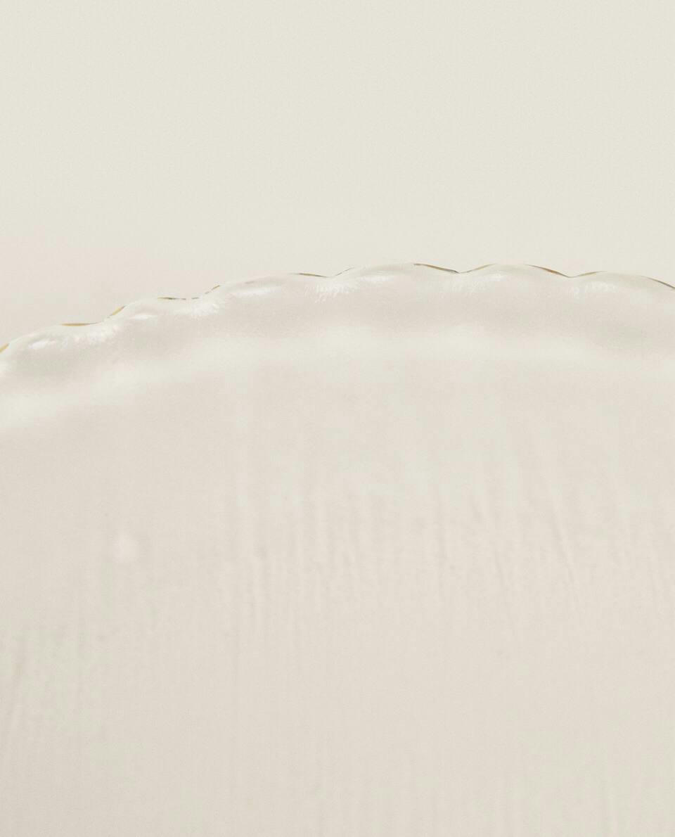 CHRISTMAS GLASS DESSERT PLATE WITH GOLD RIM