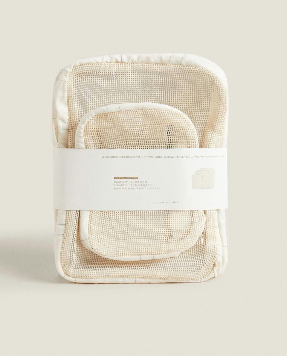 STRIPED TRAVEL ORGANISERS (PACK OF 3)