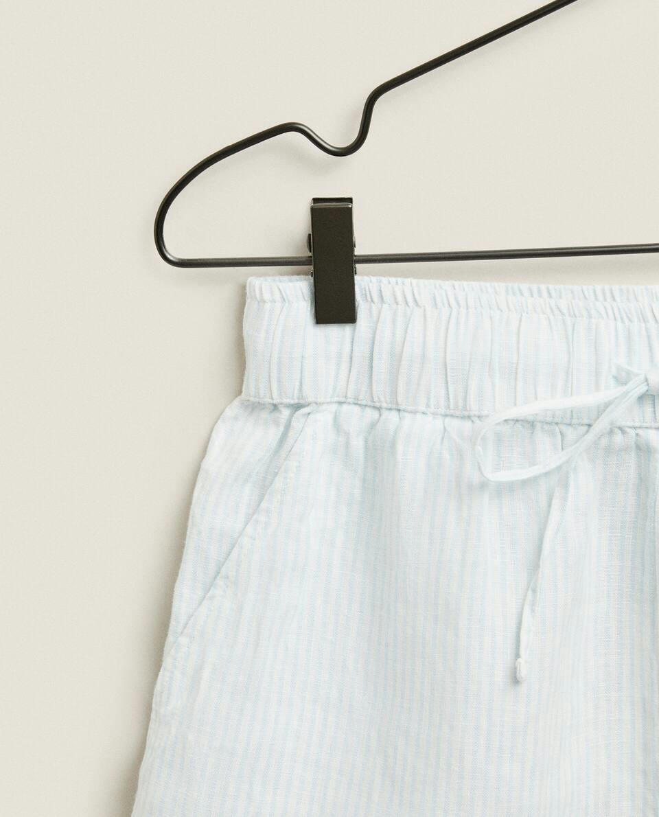 STRIPED LINEN SHORTS