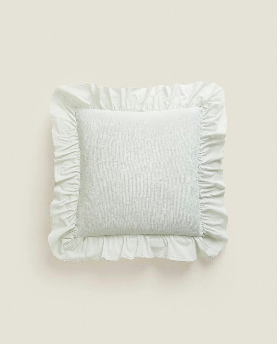CUSHION COVER WITH RUFFLE TRIM