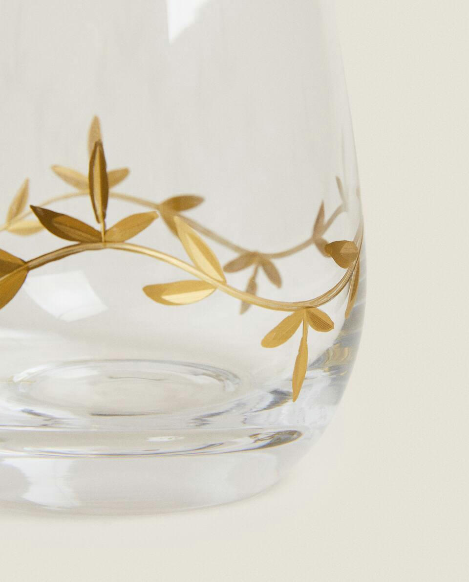 CHRISTMAS LEAF GLASS TUMBLER