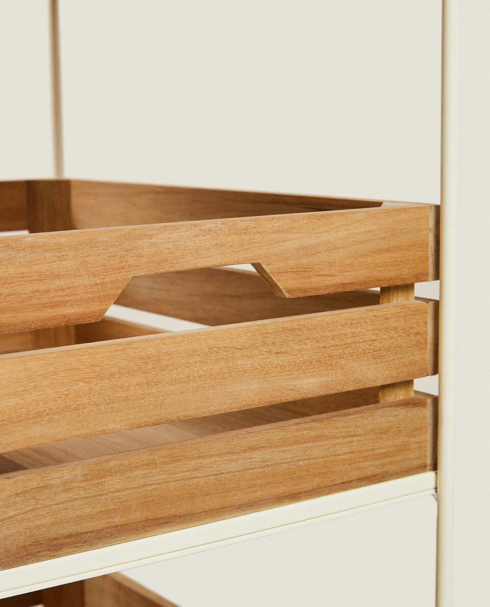 WOOD AND METAL STORAGE CART