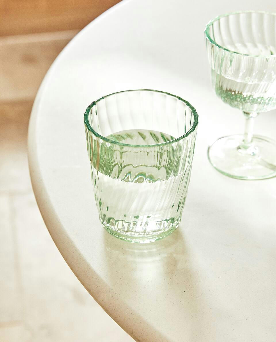 COLOURED TUMBLER WITH LINES