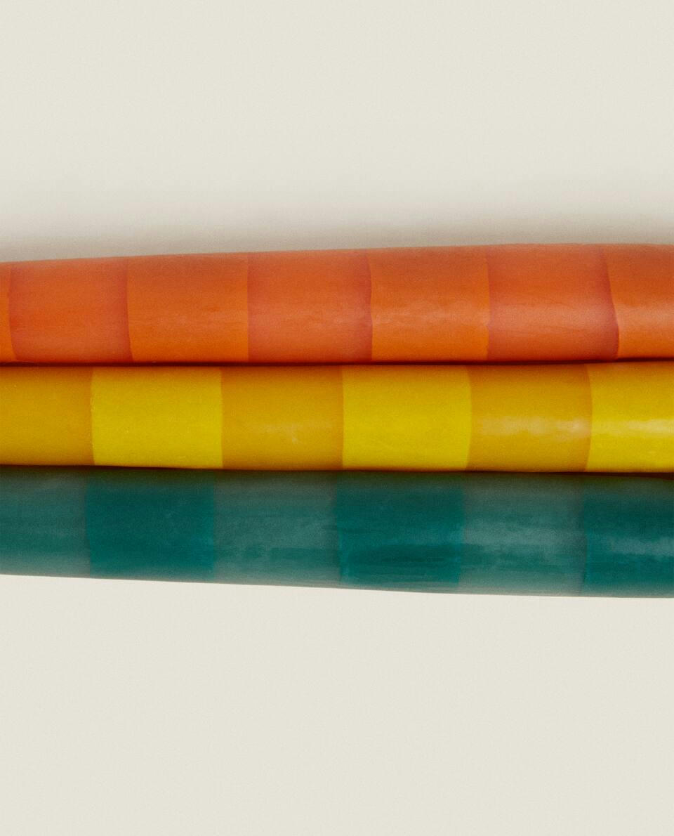 STRIPED CANDLE PACK (PACK OF 3)