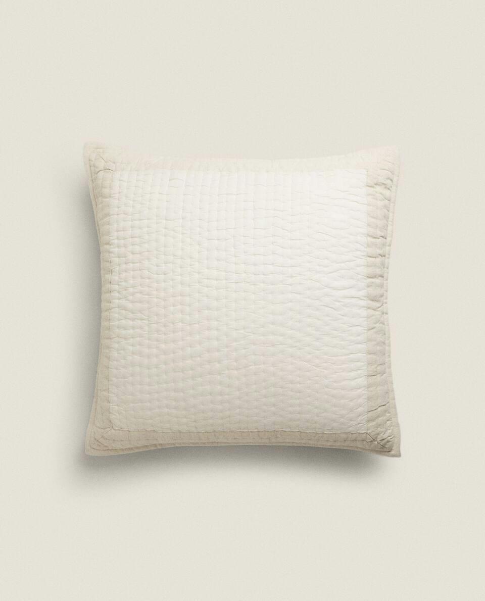 QUILTED LINEN CUSHION COVER