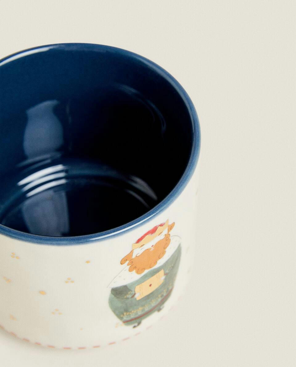 CHILDREN'S STONEWARE CHRISTMAS MUG WITH SAINT CASPAR