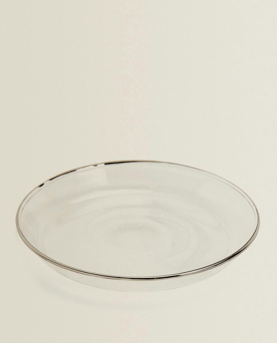 BOROSILICATE GLASS SIDE PLATE WITH RIM