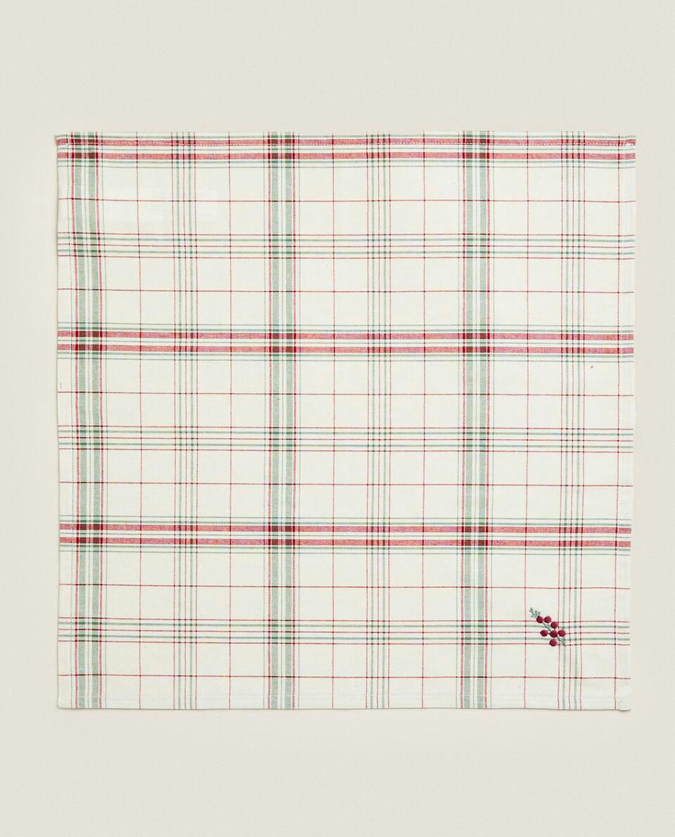 PACK OF CHECK NAPKINS WITH CHRISTMAS STRIPES (PACK OF 2)