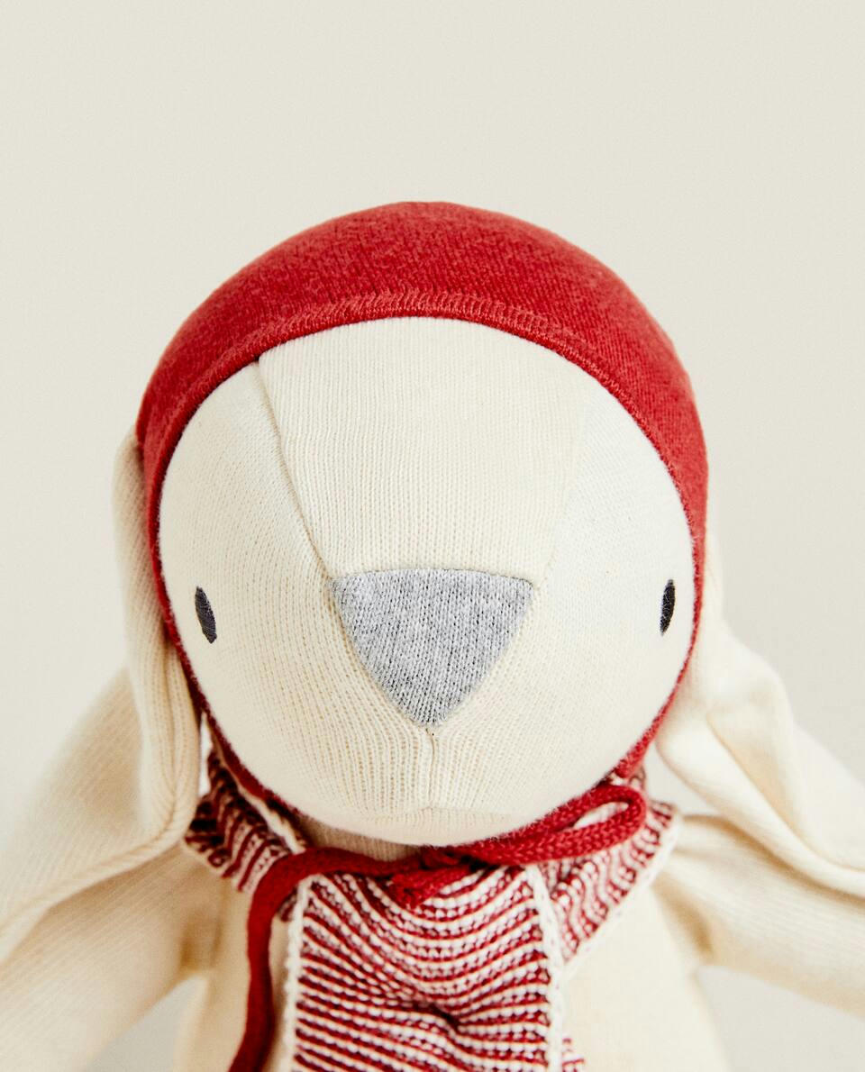 BUNNY SOFT TOY WITH CHRISTMAS KNIT HAT
