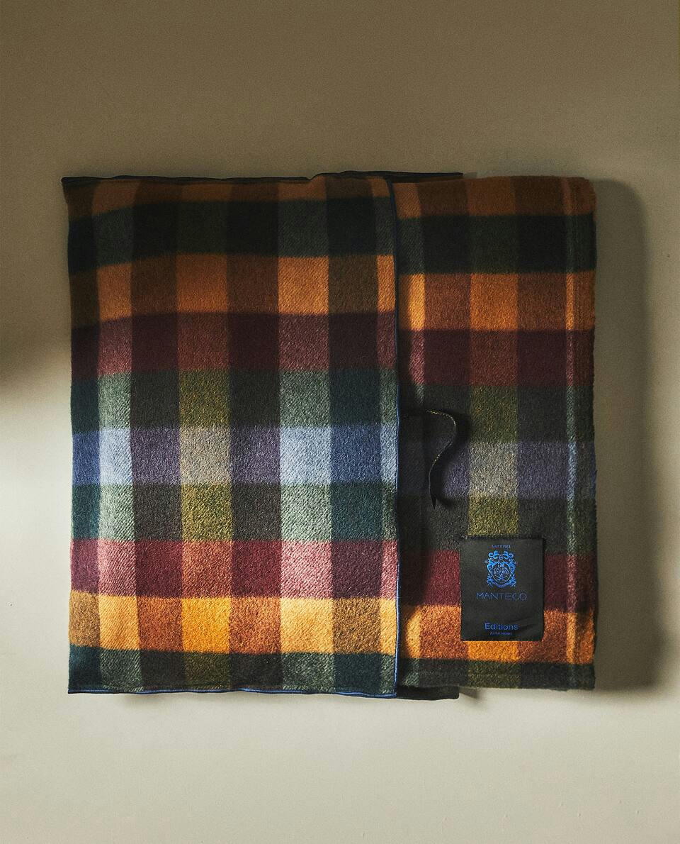 MULTICOLOURED CHECKED WOOL BLANKET