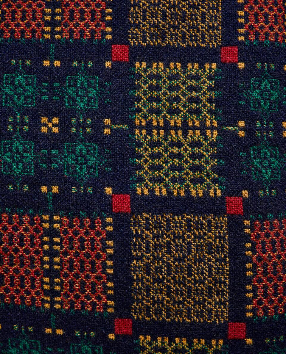 MULTICOLOURED JACQUARD WOOL CUSHION COVER