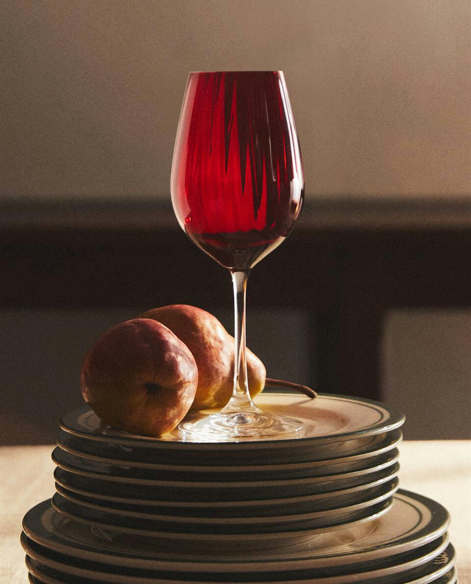 CHRISTMAS CRYSTALLINE COLOURED FLUTE GLASS