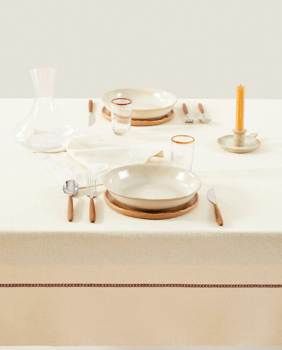 COTTON TABLECLOTH WITH BORDER