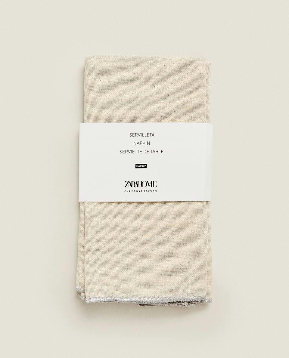 PACK OF GLITTERY COTTON CHRISTMAS NAPKINS (PACK OF 2)