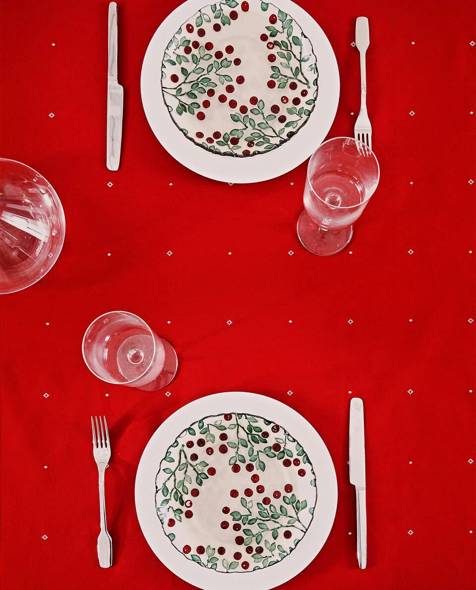 CHRISTMAS COTTON TABLECLOTH WITH BORDER