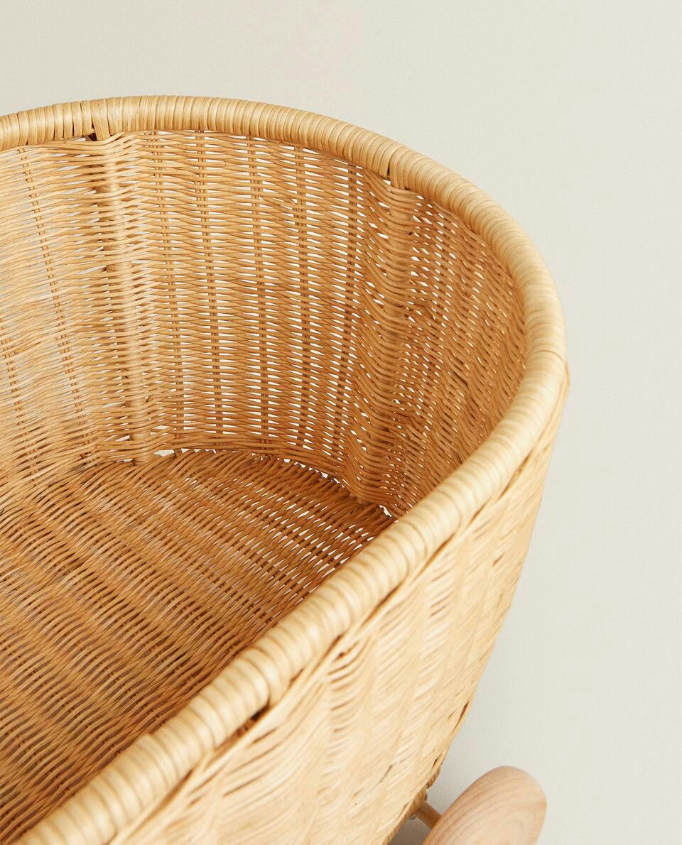 RATTAN TROLLEY WITH WHEELS