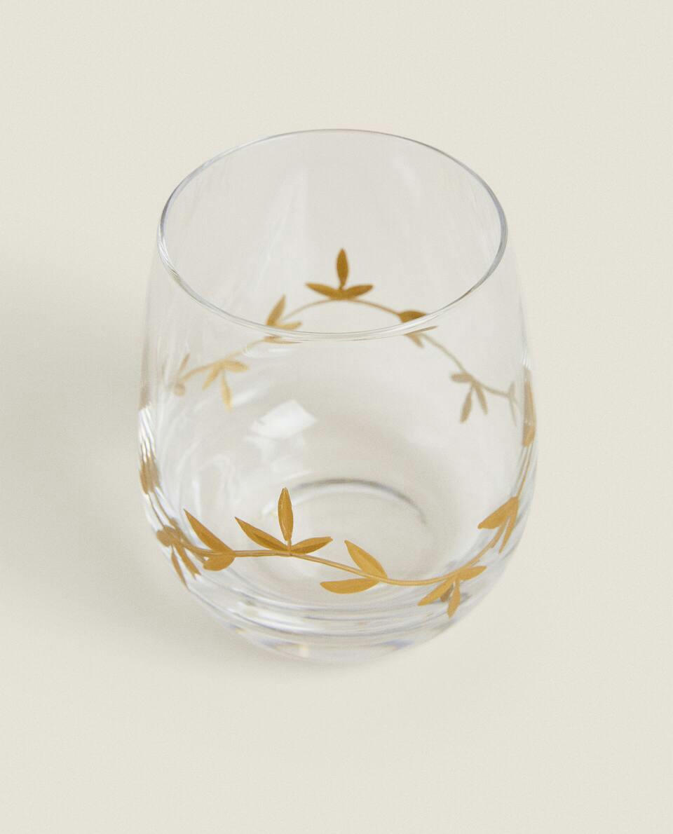 CHRISTMAS LEAF GLASS TUMBLER