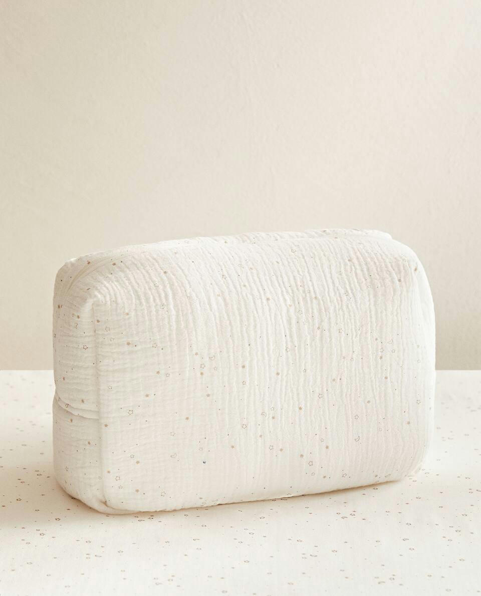 COTTON MUSLIN STAR TOILETRY BAG