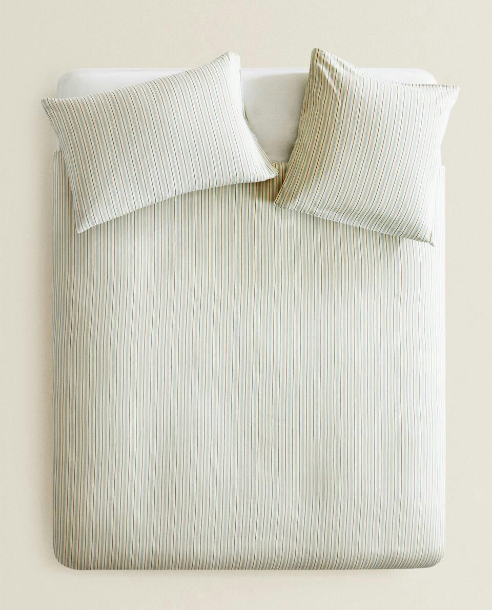 (300 THREAD COUNT) STRIPED WASHED SATEEN DUVET COVER