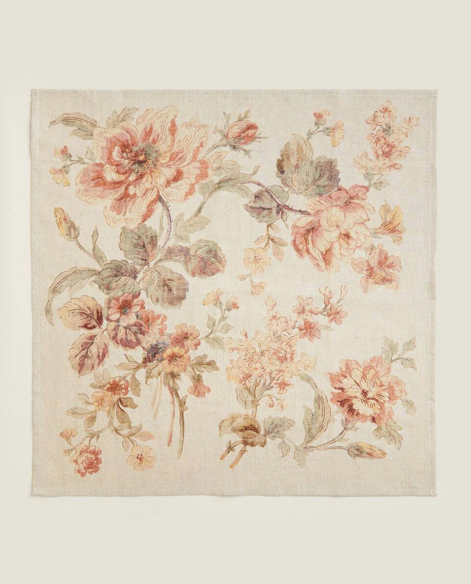 FLORAL PRINT LINEN NAPKIN (PACK OF 2)